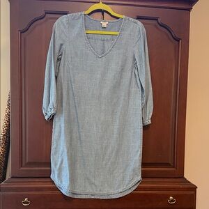 J Crew Light Blue V-Neck Denim Dress